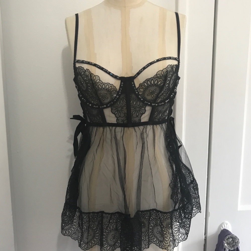 SALE ♥️ VS Rare Designer Crystal Lace Babydoll! - Picture 3 of 8